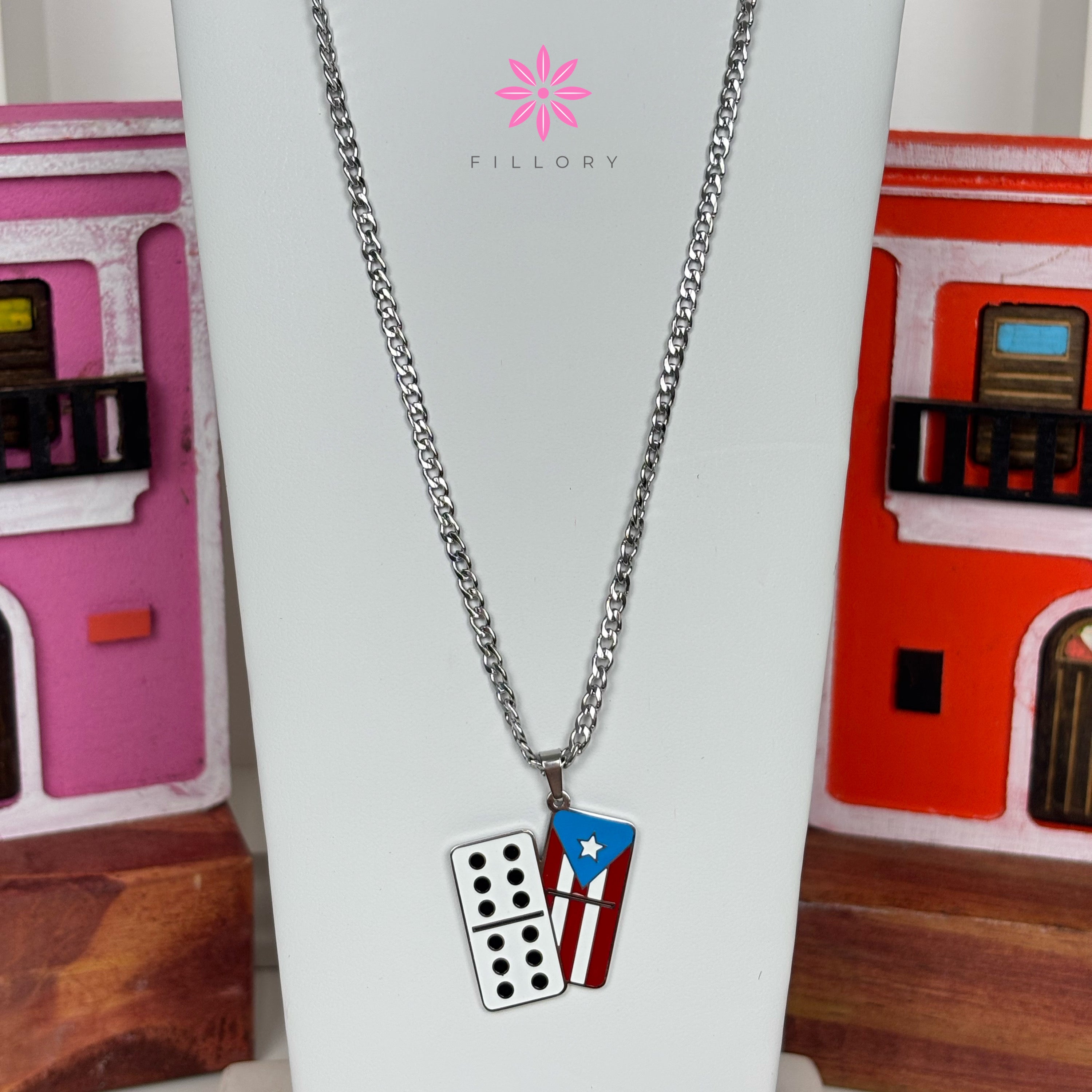 Domino & PR Flag Necklace