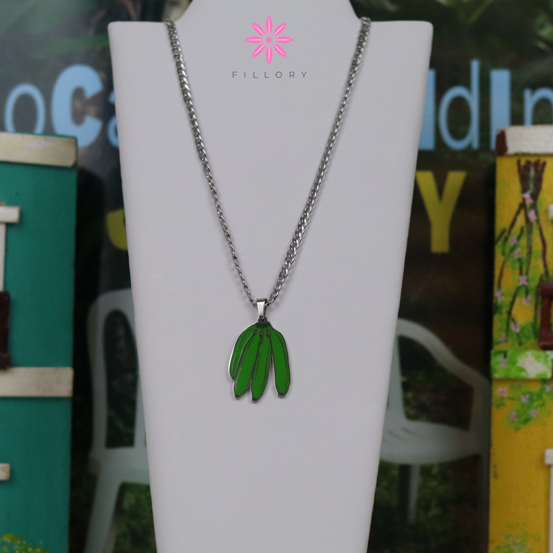 Boricua Plantains Enamel Necklace
