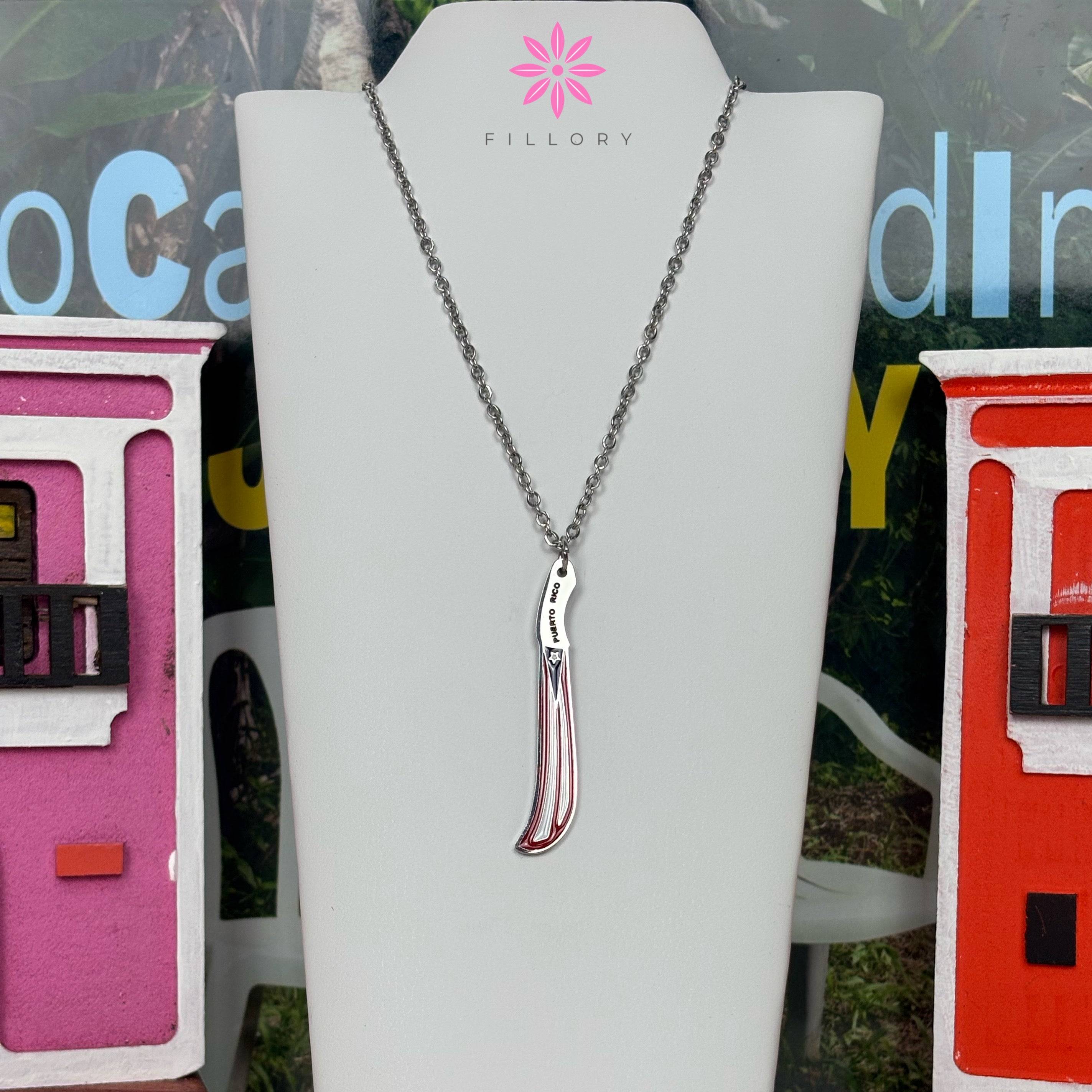 Machete & PR Flag Necklace