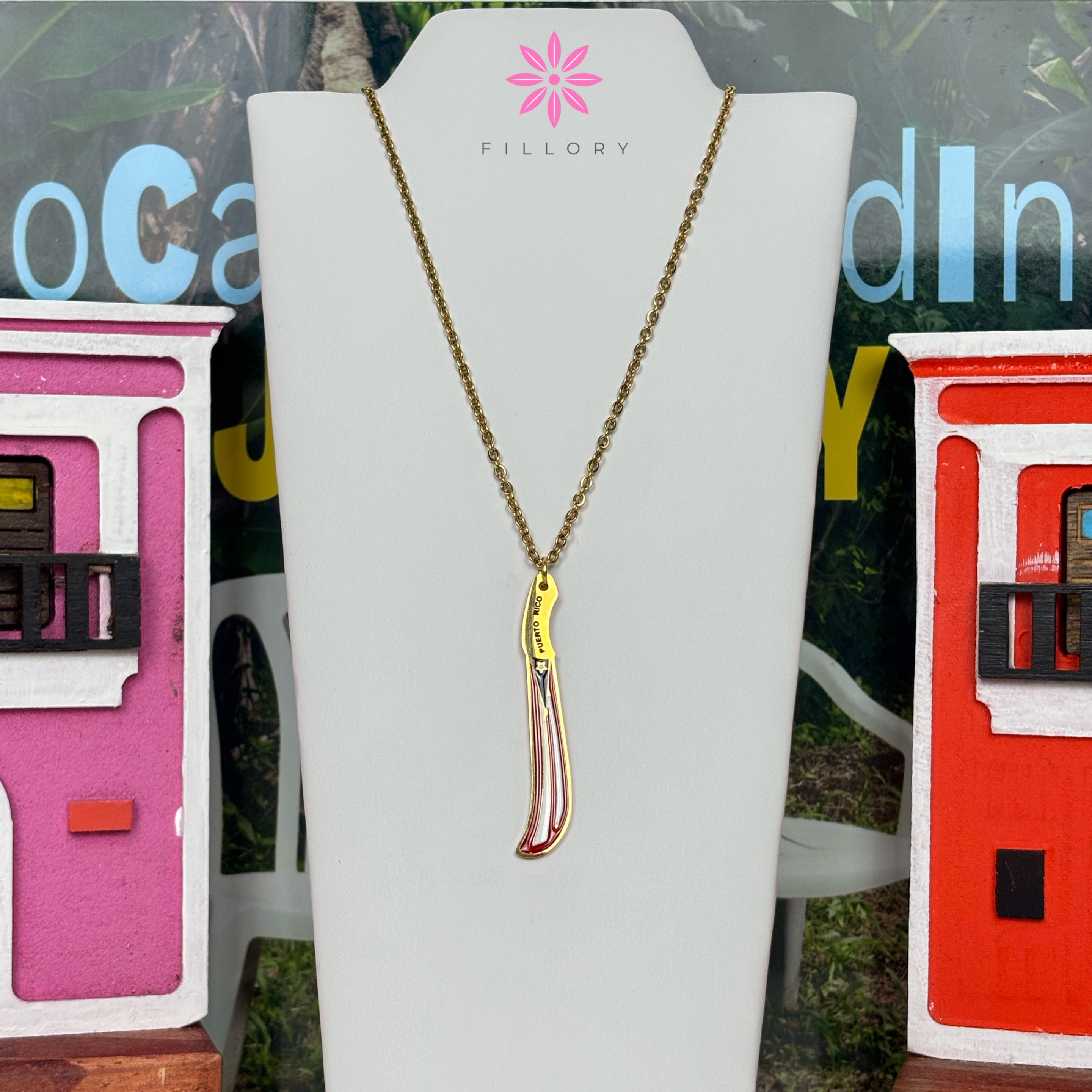 Machete & PR Flag Necklace