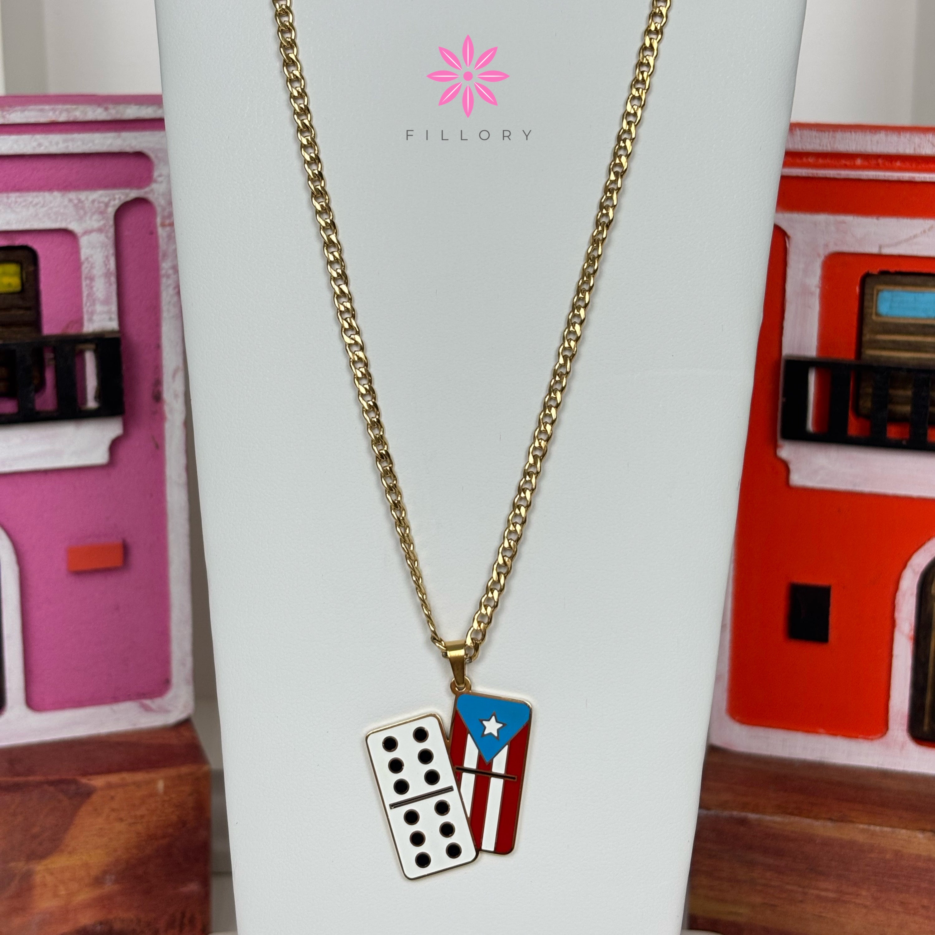 Domino & PR Flag Necklace
